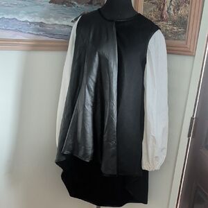 Vivienne Hu Elegant Black and White Women's Cape Coat